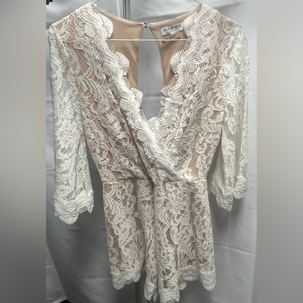 Fashion Nova White Lace Romper Dress